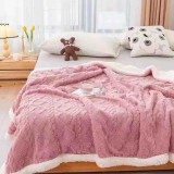 Cumpara ieftin Patura cocolino 200x230cm,tip tricotaj cu blanita,roz-F036