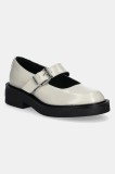 Tommy Jeans pantofi de piele TJW MARY JANE SHOE femei, culoarea bej, cu toc plat, EN0EN02723