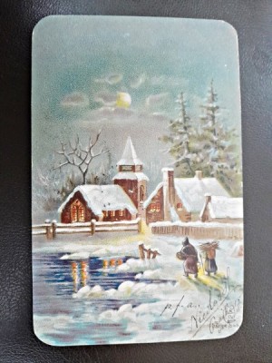 Carte postala peisaj de iarna, inceput de secol XX foto