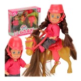 Set papusa calaret cu ponei si accesorii din 5 piese