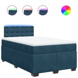 Cumpara ieftin Pat box spring cu saltea, albastru, 120x190 cm, catifea