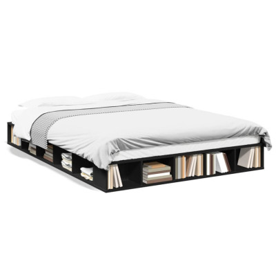 vidaXL Cadru de pat, negru, 150x200 cm, lemn prelucrat foto