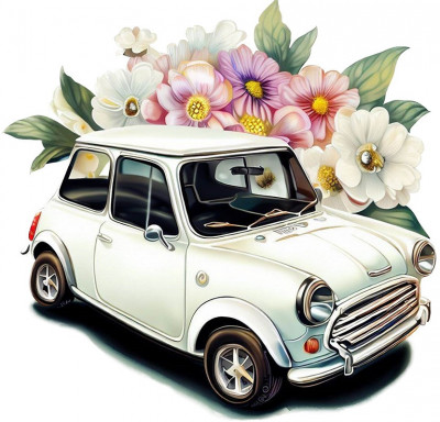 Sticker decorativ Mini Cars, Alb, 63 cm, 7736ST-4 foto