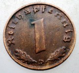 B.112 GERMANIA 1 REICHSPFENNIG 1939 D, Europa, Bronz