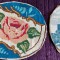 Set 2 goblenuri ovale, trandafir &amp; castel, vintage anii 60