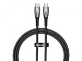 CABLU alimentare si date Baseus Glimmer, Fast Charging Data Cable pt. smartphone, USB Type-C la USB Type-C 100W, 1m, negru &quot;CADH000701&quot; (timbru verde