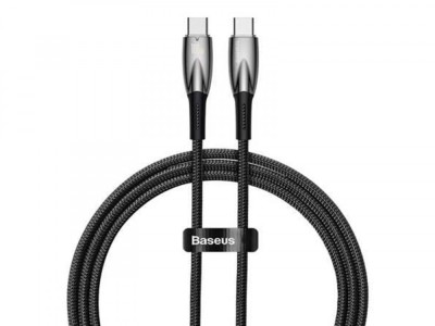 CABLU alimentare si date Baseus Glimmer, Fast Charging Data Cable pt. smartphone, USB Type-C la USB Type-C 100W, 1m, negru &amp;quot;CADH000701&amp;quot; (timbru verde foto