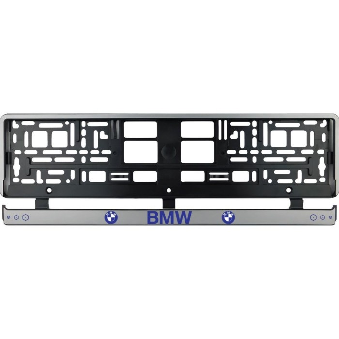 Set 2 bucati, suport numar inmatriculare argintiu BMW II