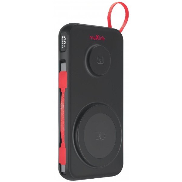 Baterie Externa Wireless MaXlife MXPB-08, 10000mAh, 22.5W, QC + PD + FQI + QI, 1 x USB-A - 1 x USB-C - 2 x QI, Neagra
