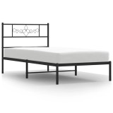 Cumpara ieftin Cadru de pat din metal cu tablie, negru, 100x200 cm
