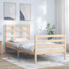 vidaXL Cadru de pat cu tăblie, 90x200 cm, lemn masiv