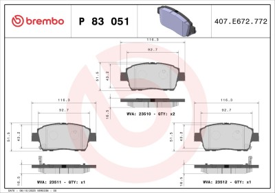 BREMBO P 83 051 PRIME LINE set placute frana,frana disc foto