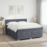 Cumpara ieftin Pat boxspring cu saltea Gri inchis 160 x 200 cm Catifea