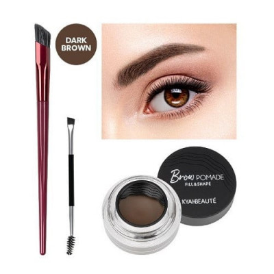 Set machiaj sprancene, Kyahbeaute, 2 Pensule Aplicare, Pomada Sprancene, 02 Dark Brown foto