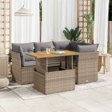 vidaXL Set canapele de grădină cu perne, 5 piese, bej, poliratan 3326922