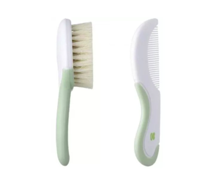 Set perie moale si pieptan bebelusi, 0% BPA, recomandat 0+, culoare alb-verde