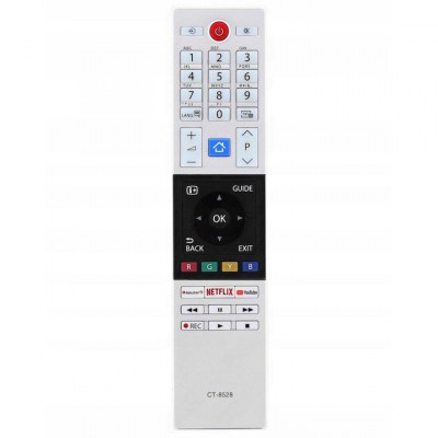 Telecomanda pentru Toshiba CT-8528, x-remote, Netflix, YouTube, Rakuten TV, Argint foto