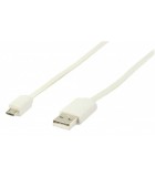 Cablu USB 2.0 USB A tata - micro USB B tata plat 1m alb Valueline