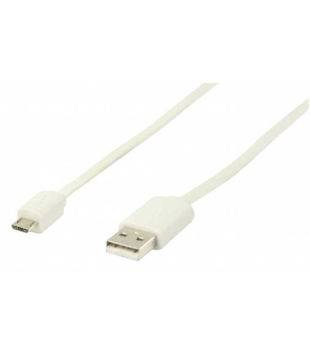 Cablu USB 2.0 USB A tata - micro USB B tata plat 1m alb Valueline