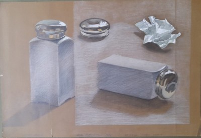 1978 &amp;rdquo;Nature morte&amp;rdquo; Anca Pedvisocar, 33 x 49 cm creion și guașă / fondul plastic foto