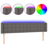 Cumpara ieftin Tablie de pat cu LED, gri, 183x16x78/88 cm, piele ecologica