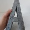 Litera A turnata de ciment, 18cm inaltime x 10cm latime la baza x 6cm adancime