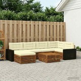 vidaXL Set de canapele de exterior cu pernă 7 pcs Natural și Crem 3383603