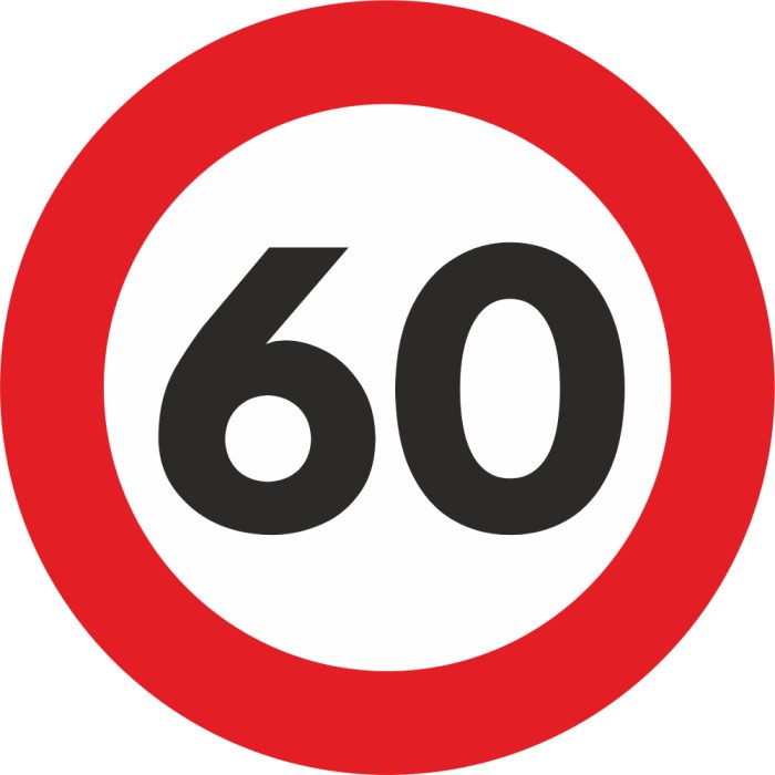 Autocolant Sticker Limita Viteza Reflectorizant - 60km h