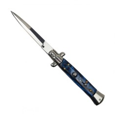 Cuțit automat Blue Marble, lamă stiletto, 23 cm