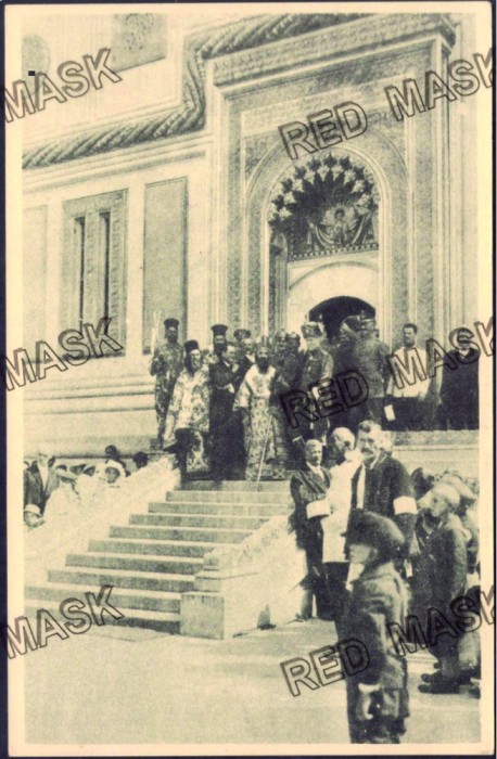 883 - CURTEA de ARGES, Monastery, 400 de ani, prezent in imagine si G.lul Alex. AVERESCU - old postcard - unused - 1917