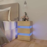 vidaXL Dulap noptieră cu LED stejar sonoma, 45x35x67 cm lemn prelucrat
