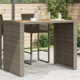 vidaXL Masă bar grădină, blat lemn acacia, gri 145x80x110 cm poliratan