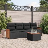 Cumpara ieftin Gossi set mobilier de gradina cu perne, 5 piese, negru, poliratan