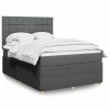 VidaXL Pat box spring cu saltea, gri &icirc;nchis, 140x190 cm, textil 3294352