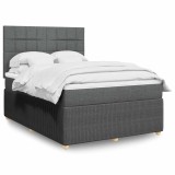 VidaXL Pat box spring cu saltea, gri &icirc;nchis, 140x190 cm, textil 3294352