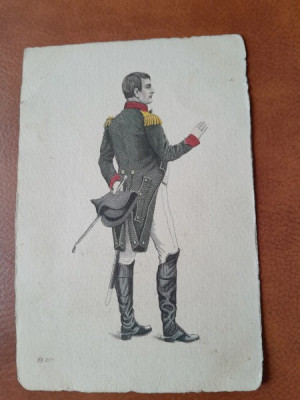 Napoleon Bonaparte, gravura colorata tip carte postala foto