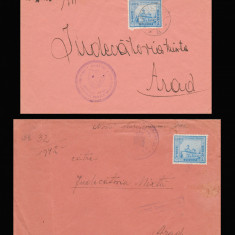 1941-1942 Romania - 2 Plicuri oficiale ARAD, stampila cenzura TIMISOARA 12