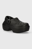 Crocs papuci Stomp Clog femei, culoarea negru, cu platforma, 209347.001