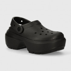 Crocs papuci Stomp Slide femei, culoarea negru, cu platforma, 209347.001