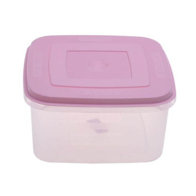 Cutie Alimente Bella, 2L, 16.5x16.5x9.5 cm, Capac Roz, Caserole Depozitare Alimente, Caserole Alimentare cu Capace din Plastic, Caserole din Plastic c foto