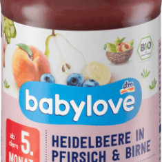 Babylove Piure de afine cu piersici și pere ECO, 5+, 190 g