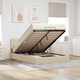 VidaXL Pat otoman cu saltea și LED-uri crem 140x190 cm țesătură 3312476