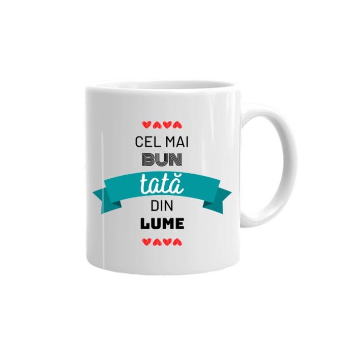 Cana alba personalizata, Cel mai bun tata din lume, INOVATIX&reg;. 330ml