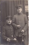 Fotografie Carte Postala Perioada Interbelica E. Zenker 2 barbati uniforma militara