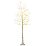 HOMCOM Brad de Mesteacăn cu 180 de Lumini LED &Icirc;nălțime 180cm 3 Nivele de Luminozitate Alb | Aosom Romania