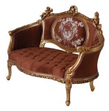 Sofa Rococo din lemn masiv cu tapiterie maro cu Cupidoni CAT-37