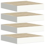 Cumpara ieftin Rafturi perete suspendate 4 buc. alb/stejar 23x23,5x3,8 cm MDF