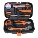 Set de scule, cu 8 piese din metal, depozitate in cutie, din plastic dur, rezistenta la socuri, negru