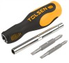 Set Surubelnite 6 in 1 Tolsen, Cr-V, Biti Dubli, Chei Tubulare, Maner Interschimbabil, Compact, Profesional
