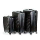 Set 3 Valize/Trolere Rigide din ABS++ cu Cifru si Roti Detasabile, Negru